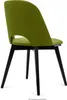 A green upholstered chair with black wooden legs, shown from the back-left. Náhled obrázku produktu
