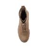 A top-down view of a single brown lace-up boot. Produktbild-Vorschau