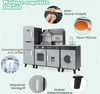 A detailed view of a toy kitchen set with various features highlighted by text overlays and close-up insets. Náhled obrázku produktu