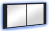 A product shot of a black LED mirror cabinet with a blue glow around the edges. Náhled obrázku produktu