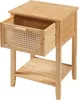 A bamboo nightstand with an open drawer. Produktbild-Vorschau