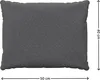 A dark gray cushion is shown flat against a white background with measurement indicators. Produktbild-Vorschau