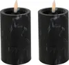 2er LED Kerze Stumpenkerze Marmor Optik flackern Ø7x12,5cm Batterie Voir les images du produit