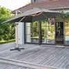 Ombrellone sporgente quadrato 3x3m effetto legno antracite Anteprima dell’immagine prodotto 1