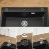 CECIPA Granitspüle Küchenspüle 70*45cm Schwarz spüle mit Produktbild-Vorschau 3
