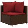7-tlg. Garten-Lounge-Set mit Kissen Braun Poly Rattan Produktbild-Vorschau 3