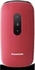 A red Panasonic flip phone is shown from the front. Produktbild-Vorschau
