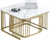 A set of two nesting coffee tables with white marble-patterned tops and gold metal frames, displayed on a white background. Náhľad obrázku produktu