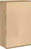 A side view of a wooden particle board cabinet, likely a bookshelf or storage unit, with a wood-grain effect on one side and a plain particle board on the other. Náhľad obrázku produktu