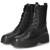 A pair of black leather lace-up boots with thick soles, presented against a white background. Produktbild-Vorschau