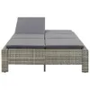 vidaXL 2-Personen-Sonnenliege mit Auflage Grau Poly Rattan Produktbild-Vorschau 6