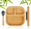 Assiette pour enfant Relaxdays en bambou, avec ventouse, Voir les images du produit 1