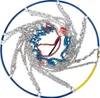 A close-up, overhead view of a set of snow chains, arranged in a spiral pattern. Podgląd zdjęcia produktu