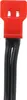 A close-up view of a red connector with black wires. Voir les images du produit