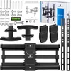 A collection of TV wall mount components and accessories laid out on a white background. Podgląd zdjęcia produktu