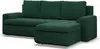 A dark green sectional sofa with a chaise lounge is shown against a white background. Produktbild-Vorschau