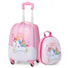 A pink unicorn-themed children's suitcase and matching backpack are displayed against a white background. Produktbild-Vorschau