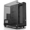 A black computer case with a glass side panel, shown from a rear-diagonal angle. Anteprima dell’immagine prodotto
