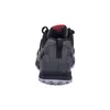 The back view of a single gray and black hiking shoe is shown against a white background. Voir les images du produit