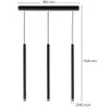 A diagram of a black, three-light pendant lamp with dimensions indicated. Produktbild-Vorschau