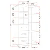A technical drawing with dimensions of a bookshelf. Produktbild-Vorschau