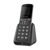 A senior-friendly mobile phone with a charging dock, presented against a white background. Produktbild-Vorschau