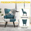 Patchwork Ohrensessel mit Hocker Massivholzbeine Produktbild-Vorschau 6