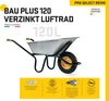 HAEMMERLIN Schubkarre BAU PLUS 120L verzinkt mit Luftrad Produktbild-Vorschau 4
