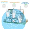 Diagram showing Wi-Fi extenders placed in a house to improve signal strength, with annotations explaining different signal statuses. Produktbild-Vorschau