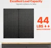 Two black pegboard panels mounted on a white wall above a wooden countertop. Anteprima dell’immagine prodotto
