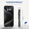 A smartphone is shown next to a small flashlight, with dimensions and weight indicated. Produktbild-Vorschau