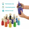 Montessori-Holzspielzeug "Steckpuppen mit Hüte und Betten" Produktbild-Vorschau 2