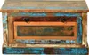 A front view of a wooden shoe cabinet with a distressed, multi-colored finish. Anteprima dell’immagine prodotto