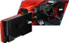 A close-up view of a red Lego car interior, showing the steering wheel, dashboard, and a detached door. Náhled obrázku produktu