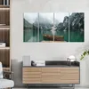 DEQORI Glasbild Echtglas 4x30x60 cm 'Bergsee und Bootsteg' Produktbild-Vorschau 3