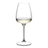 A single clear wine glass filled with white wine, isolated on a white background. Produktbild-Vorschau