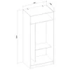 A line drawing of a white wardrobe with dimensions indicated. Náhled obrázku produktu