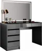 A modern vanity table with a large LED mirror, drawers, and a makeup lamp. Produktbild-Vorschau