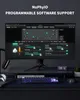 A computer monitor displaying keyboard customization software, with a keyboard and mouse on a desk below. Produktbild-Vorschau