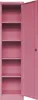A pink metal cabinet with its door open, showing multiple shelves. Anteprima dell’immagine prodotto