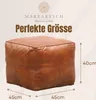 Vintage Pouf Sitzkissen Hocker aus Leder Fjord Produktbild-Vorschau 2
