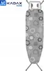 A KADAX folding ironing board with a patterned cover, shown upright against a white background. Produktbild-Vorschau