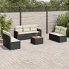 vidaXL 8-tlg. Garten-Sofagarnitur mit Kissen Schwarz Poly Produktbild-Vorschau 2