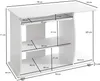 A white computer desk with dimensions indicated by lines and text. Podgląd zdjęcia produktu