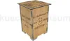 A wooden crate with text printed on its sides and top, presented on a white background. Produktbild-Vorschau