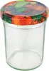 A clear glass jar with a decorative fruit-themed lid. Podgląd zdjęcia produktu