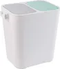 A white dual-compartment trash can with gray and mint green lids. Produktbild-Vorschau