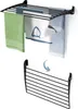 A wall-mounted drying rack shown in two states: extended with towels and laundry, and folded flat. Náhled obrázku produktu