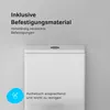 A close-up view of the top part of a white toilet, with marketing text and icons on a light gray background. Produktbild-Vorschau
