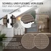 Image shows details of WPC decking tiles and their installation features. Podgląd zdjęcia produktu